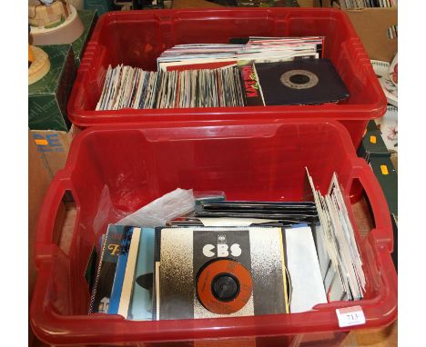 A large collection of vintage 7" singles to include Johnny Mathis - Gone Gone Gone, Toto - Africa, and Samantha Fox - Nothing