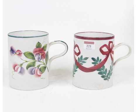 A Wemyss ware quart tankard, hand-painted with flowers, having impressed Wemyss ware WH&amp;B mark verso, further printed mar