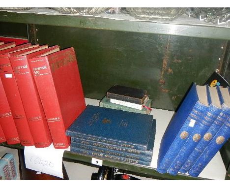 A shelf of animal and music related books.