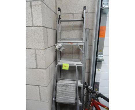 A step ladder, two tier ladder and platform