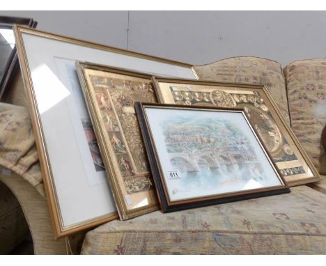 4 framed and glazed prints.