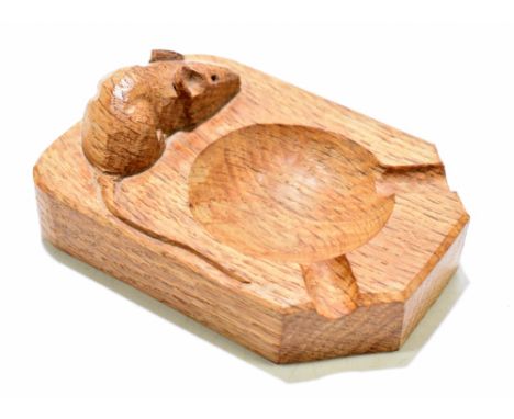 ROBERT MOUSEMAN THOMPSON; a carved oak ashtray, 10 x 7.5cm.Additional InformationGood overall condition with minimal wear.