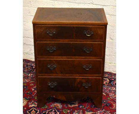A George III mahogany chest, with four long drawers, on bracket feet, height 76cm, width 54cm, depth 36cm.Additional Informat