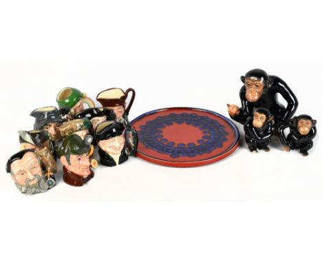ROYAL DOULTON; a collection of nine character jugs comprising 'Lobster Man', 'Robin Hood', 'The Sleuth', 'Rip Van Winkle', 'R