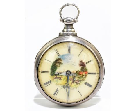 G WILSON OF APPLEBY; a hallmarked silver pair cased pocket watch, the circular dial set with Roman numerals outside a central