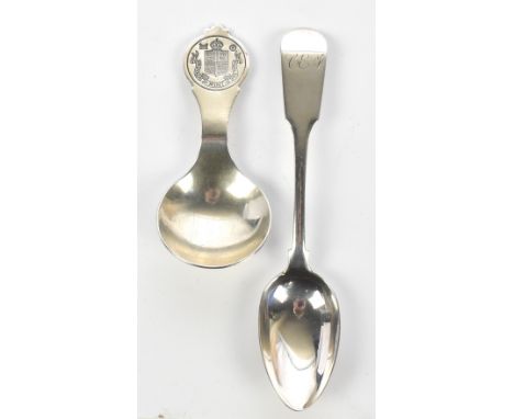 GEORGE BOOTH; a 19th century Scottish provincial silver teaspoon, (1800-1825), together with a sterling silver caddy spoon en