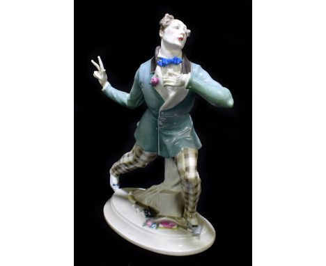 MEISSEN; a figure of Floreston, a dancer from the Russian ballet series designed by Paul Scheurich, painted marks to base, im