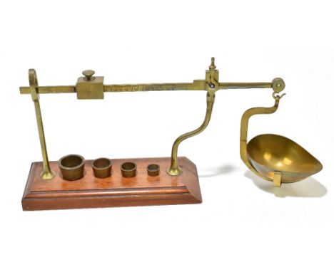 CHARLES HORNER; the set of Avery brass beam scales used for weighing out quantities of gold, silver and paste 'stones' in the