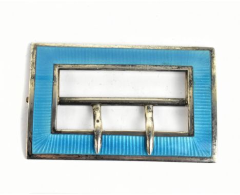 An Edwardian silver and blue enamel buckle, Birmingham 1908. length 6.5cm.Additional InformationGeneral tarnishing to the sil