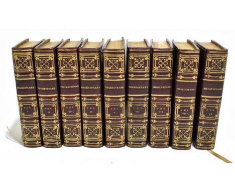 SHAKESPEARE (W), THE PLAYS OF SHAKESPEARE, in nine miniature volumes, engraved portrait to volume I and engraved plates to al