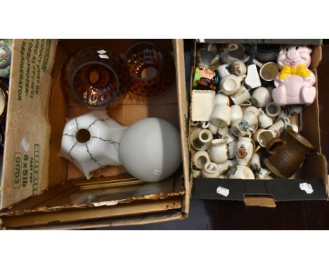 A miscellany of ceramics, the majority being crested china, various crests including St Anne’s on Sea, Buxton, Newtown, also 