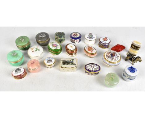 A collection of twenty-two miniature trinket boxes including a Highgrove box decorated with Prince of Wales feathers, a Royal