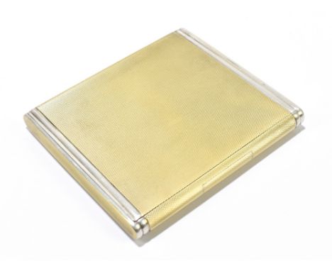 A Swedish Art Deco silver and silver gilt engine turned decorated cigarette case, with concealed push action, the interior wi