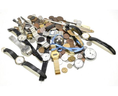 TIMEX; a gentleman's stainless steel wristwatch, with Roman numeral dial, with a selection of further wristwatches, a Service