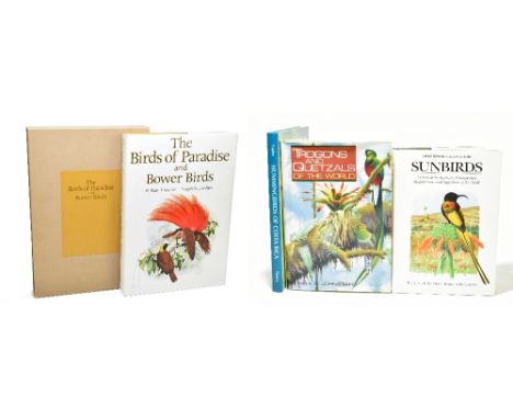 COOPER (W), THE BIRDS OF PARADISE AND BOWERBIRDS, black and white illustrations and colour plates, beige cloth spine and gree