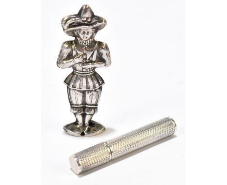 PETER JOHN DOHERTY; a Elizabeth II hallmarked silver toothpick holder with engine turned decoration, Birmingham 1984, also a 