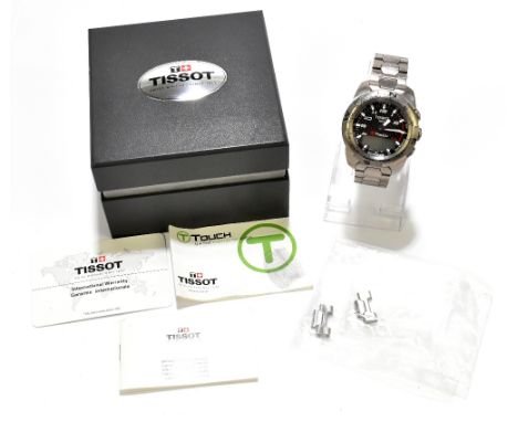 TISSOT; a gentleman's titanium Touch Expert smart watch, case no.T013420A, diameter 45mm, sold with two spare links, box, gua