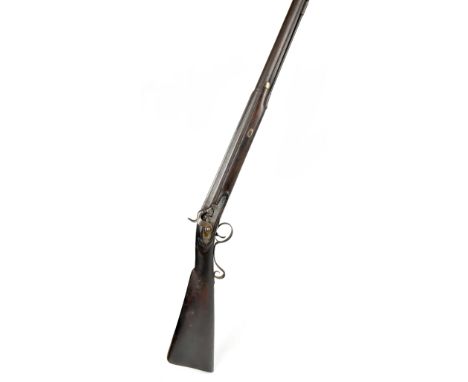 JOSEPH SIMMONS; a 19th century percussion cap musket with 30" part octagonal barrel, the top rim shows the remnants of gold i