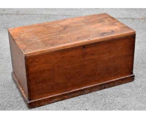 An early 20th century stained pine blanket box on plinth base, height 43cm, width 85cm, depth 46cm.Additional InformationGene