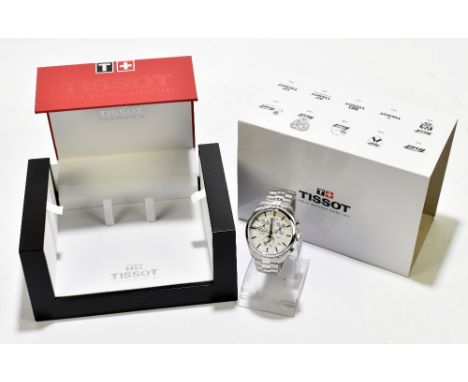 TISSOT; a gentleman's stainless steel PR100 chronograph date wristwatch, boxed with twin booklets and outer card sleeve, diam