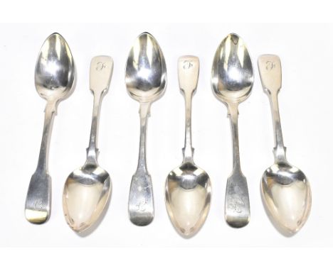 WILLIAM BATEMAN; a set of six hallmarked silver Fiddle pattern teaspoons, London 1835, 4.2ozt/131g (6).Additional Information
