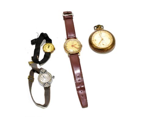 TIMEX; a 1950s gentleman's gold plated wristwatch, the circular dial with applied gilt batons, with stainless back, diameter 