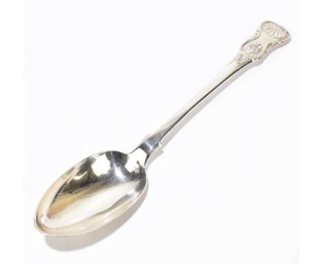 JOHN WRIGHT; a William IV provincial hallmarked silver King's pattern basting spoon, with shell backed bowl, Newcastle 1832, 