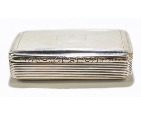 NATHANIEL MILLS; a Victorian hallmarked silver snuff box with cast decoration to the front, back and sides, with a rectangula