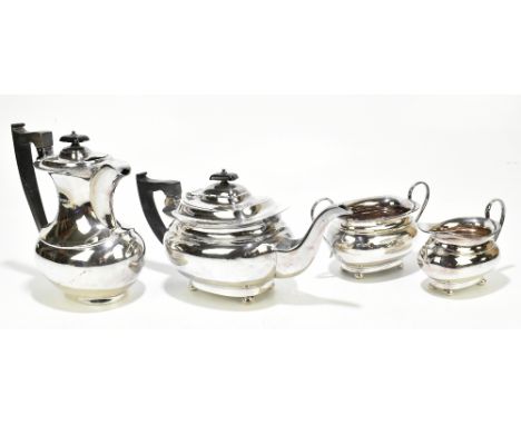 VINERS LTD; an Elizabeth II&nbsp;hallmarked silver four piece tea service of oval form, Sheffield 1957-59, approximate weight