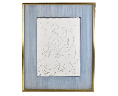 JACK TAYLOR (1930-?); ink sketch, 'Innocence', signed with initials lower left and possibly dated, inscribed on Mercury Galle