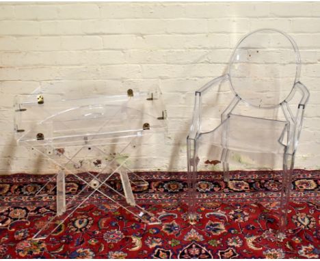 PHILIPPE STARCK FOR KARTELL; a Louis ghost chair, together with a similar butler's tray and stand, (2).Additional Information