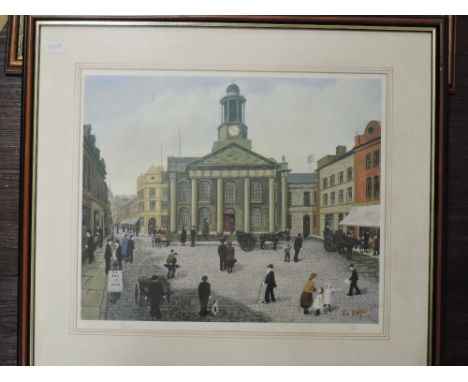Tom Dodson, (1910-1991), a Ltd Ed print, Lancaster Town Hall, not signed, num 56/850, 36 x 42cm, mounted framed and glazed, 5