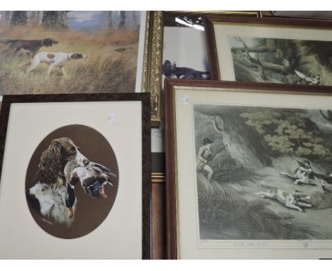 Josephine Copley, (20th century), after, a print, gundog, oval, dated (19)86, 25 x 20cm, mounted framed and glazed, and a sel