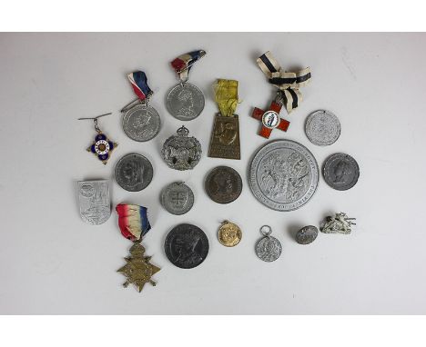 A World War I 1914-15 medal marked E-5749 GNR J R Johnson RFA, together with a collection of other medals, badges and medalli