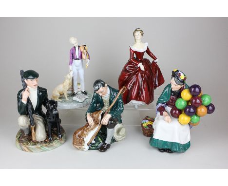 Five Royal Doulton porcelain figures, Fragrance 1991, Michael Doulton exclusive, signed and dated, The Gamekeeper (HN2879), T