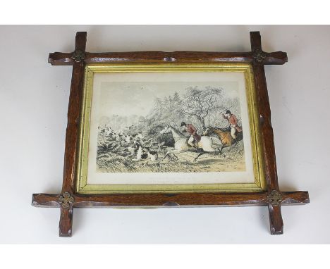 A set of four 19th century coloured fox hunting prints, 23.5cm by 16.5cm
