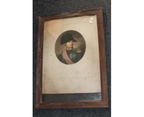 19th century school, portrait of Lord Nelson, print, 30cm by 25cm, and a coloured print of Napoleon Bonaparte, after Lefevre 