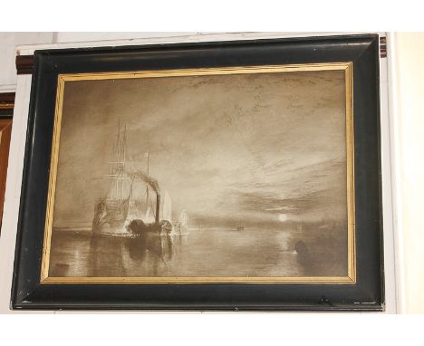 After J M W Turner, The Fighting Temeraire, early 20th century sepia print, 42cm by 58cm, (NC)