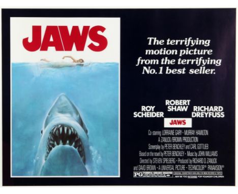 Jaws (1975) US Half Sheet film poster, artwork by Roger Kastel, framed, 22 x 28 inches. Provenance: John Farmer started colle