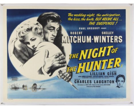 The Night of the Hunter (1955) British Quad film poster, classic directed by Charles Laughton, linen backed, 30 x 40 inches. 