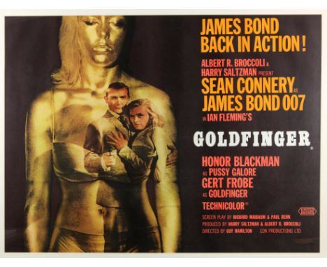 James Bond Goldfinger (1964) British Quad film poster, Style A, art by Robert Brownjohn, starring Sean Connery, United Artist