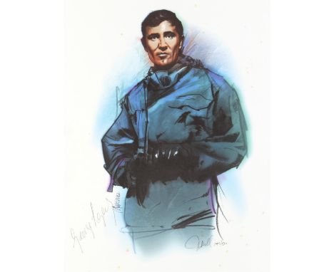 James Bond - Limited edition print from 2001 with artwork by Jeff Marshall, signed by George Lazenby and Jeff Marshall, 157/5