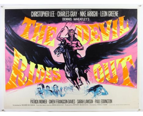 The Devil Rides Out (1968) British Quad film poster, Hammer Film Production starring Christopher Lee, artwork by Tom Chantrel