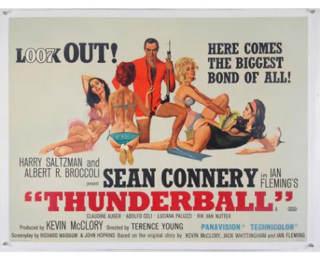 James Bond Thunderball (1965) British Quad film poster, starring Sean Connery, artwork by Robert McGinnis, United Artists, li