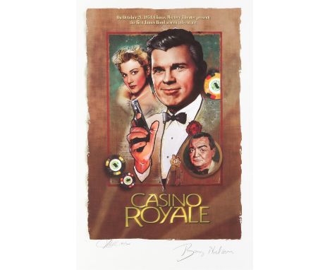 James Bond - Limited edition print from 2001 with artwork by Jeff Marshall, signed by the first James Bond Barry Nelson and J