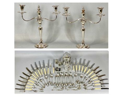 EPNS & OTHER TABLEWARE comprising 52 piece Dixon cutlery set, 24 George Gill & Sons knives, pair of two branch, three sconce 