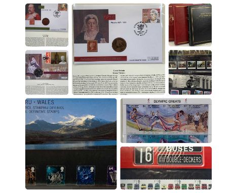 STAMPS & OTHER COLLECTABLES, including commemorative coin covers, The Queen Victoria stamp collection, Olympic Games stamp hi