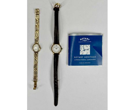 ROTARY ELITE 9CT GOLD LADY'S BRACELET WRISTWATCH, white dial, baton markers, 20 x 16mm case, 18cms overall (l), 17.4gms gross