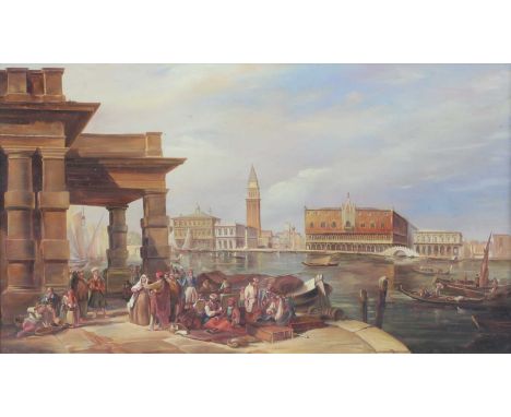 Follower of Edward Pritchett (fl.1828-1864)Venetian ViewSigned R.M Crompton, oil on board?, 33.5cm by 55cmLayer of light surf