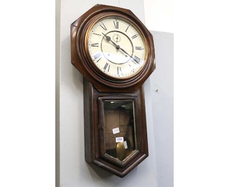An American Ansonia Clock Co. Drop Dial Striking Wall Clock, together with an American striking shelf clock. (2)